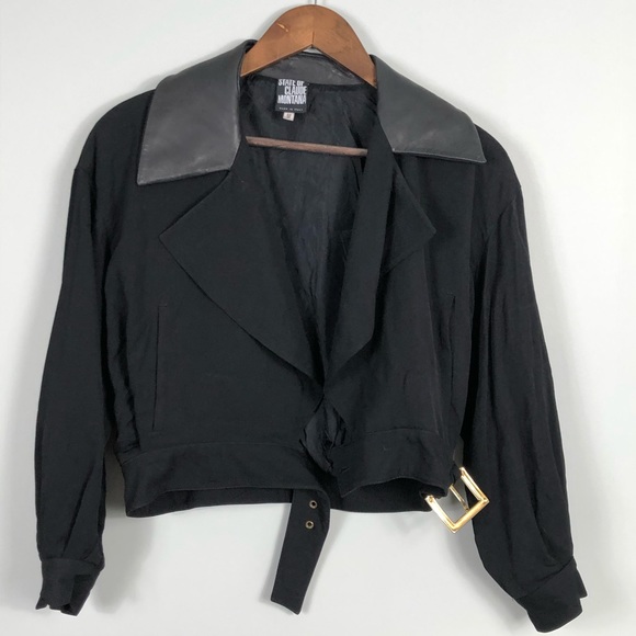State of Claude Montana Leather Collar Crop Jacket - Picture 2 of 8